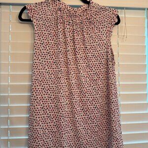 Adrianna Pappell  Pink, Black, & White Mock Neck Ruffle Sleeve Blouse (Size: M)